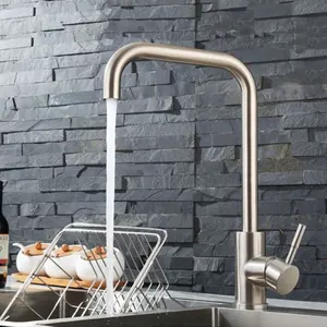360 rotatable hot and cold mixing kitchen faucet stainless steel single hole faucet brushed kitchen faucet kitchen tap free global shipping