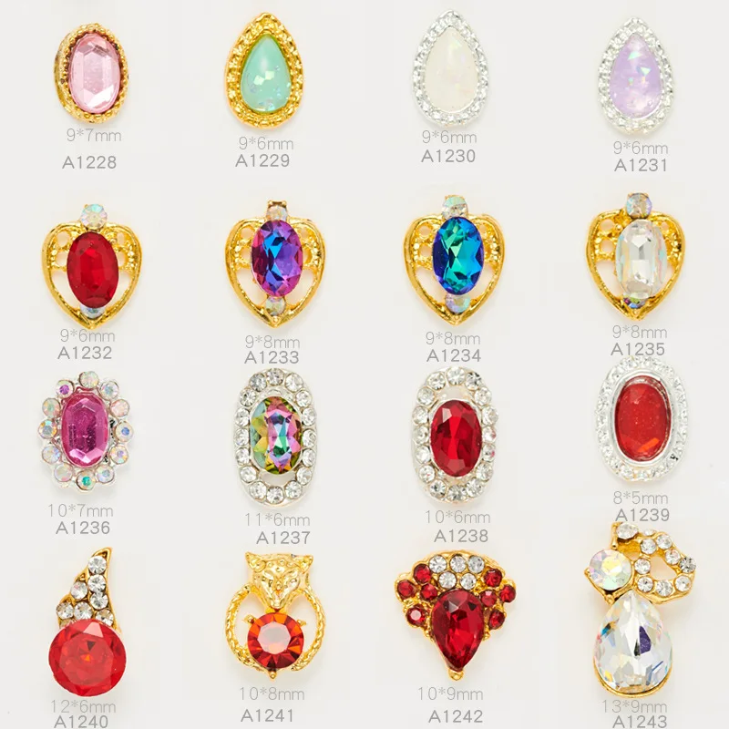 

High Quality 20pcs New Drop Diamond Magic Color Love Red Metal Diamond Alloy Rhinestone DIY Nail Art Jewelry Decoration
