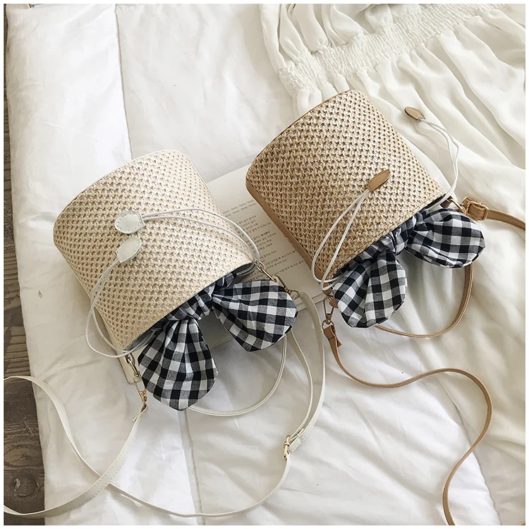 

Women Shoulder Bucket Bag Women New Fashion Style Straw Top-Handle Bag Large Capacity Portable Wear-resistant Handbags