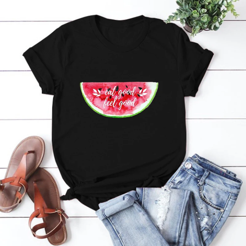 

Eat Good Feel Good Watermelon Graphic T Shirts Harajuku Beach Man Tshirts Hawaii Vacation Clothing Men Couple T-shirt