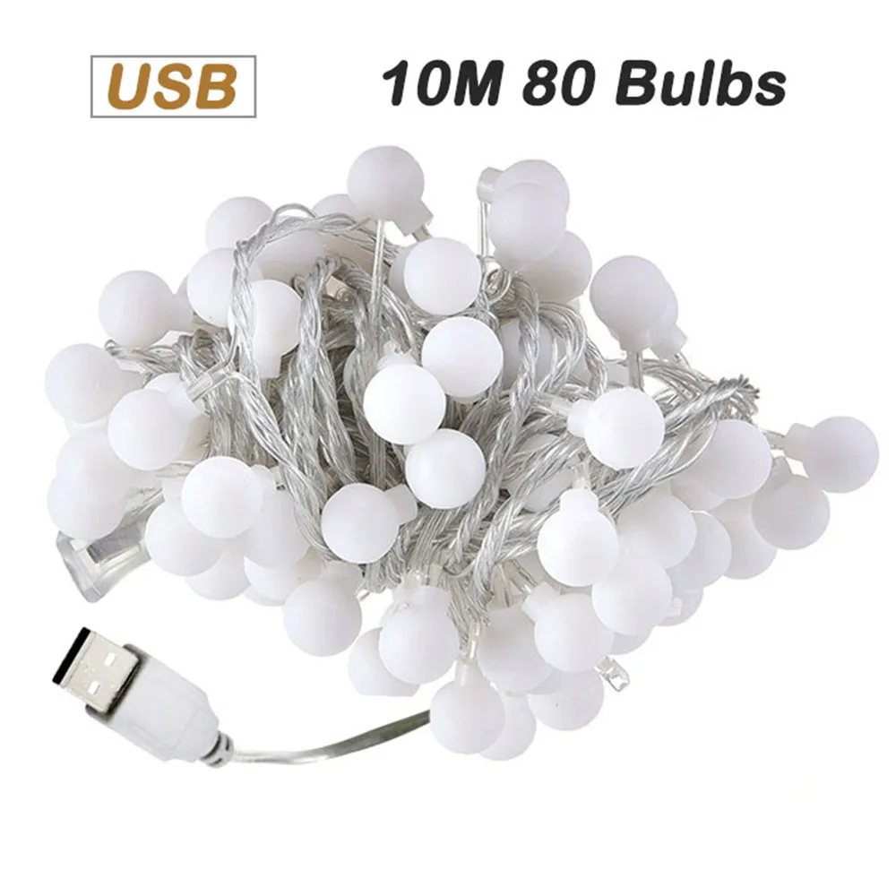 Светодиодные ленты 10 м с USB 100 круглые лампочки теплсветильник свет романтическая