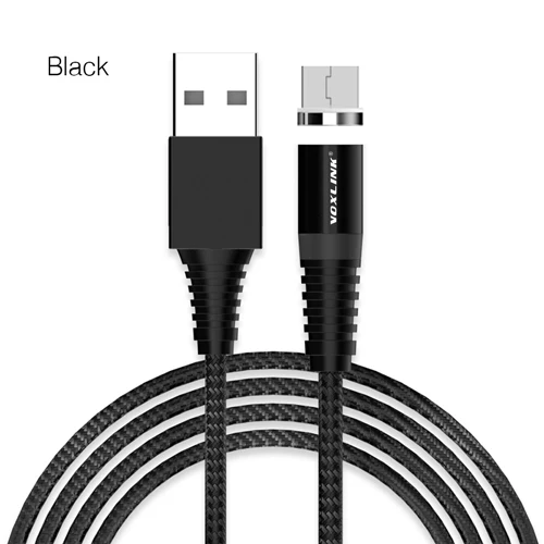 VOXLINK светодиодный магнитный usb-кабель для iPhone Xs Max 8 7 6 и кабель USB type C и кабель Micro usb для samsung Xiaomi huawei htc USB C - Цвет: Black for Micro