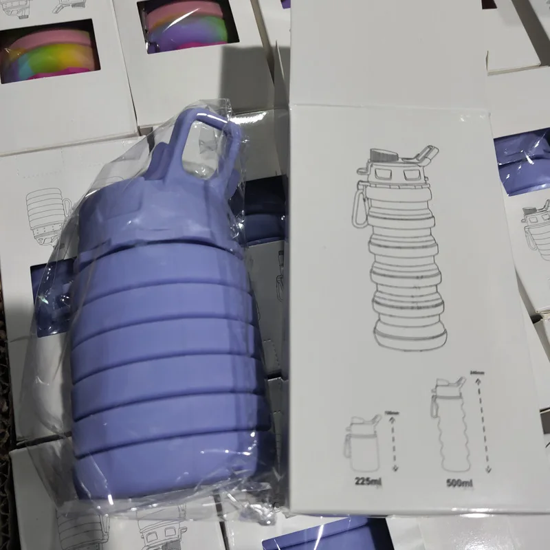 

5pcs lot 500ml Sample Silicon Bottle Portable Foldable Cup Good Travel Equipment Gift DOM1634