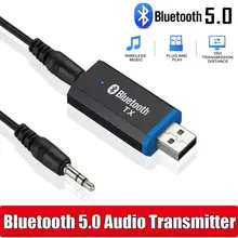 USB Bluetooth-compatible 5.0 Transmitter Receiver 2 in 1 Audio Adapter Dongle 3.5mm AUX for TV PC Home Stereo Car HIFI Audio