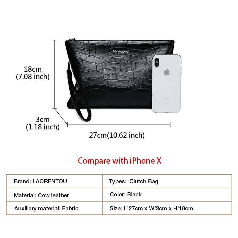 LAORENTOU мужской клатч для Ipad кошелек из натуральной кожи на молнии кошельки деловой