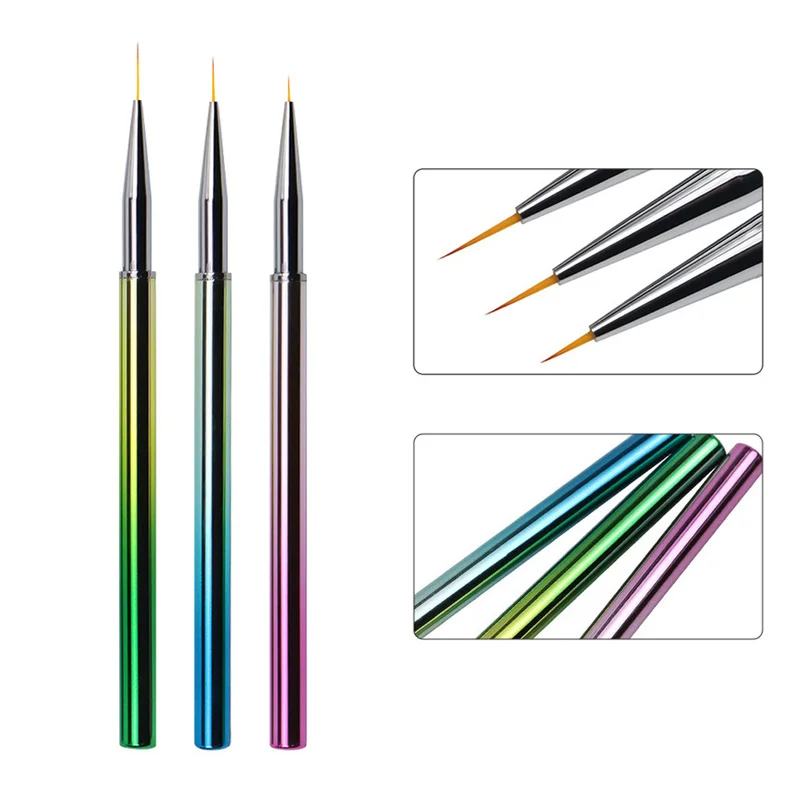 

7/9/11mm 3pcs Nail Art Brush Line Drawing Pen Painting Liner Thin Brushes Nail Art Pen Decorations Tools