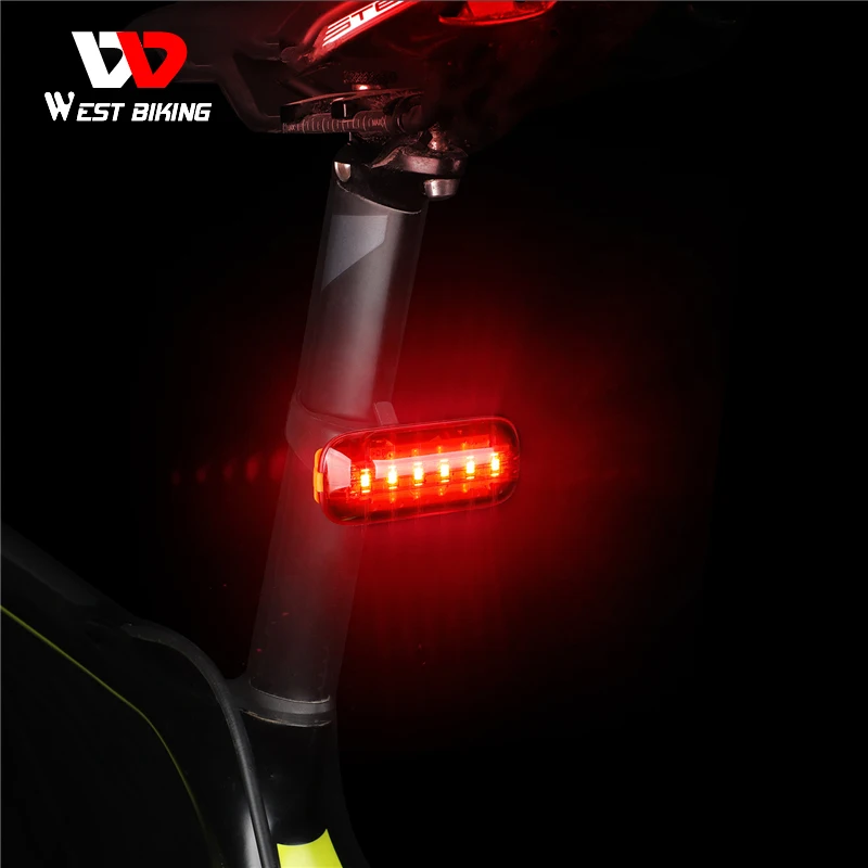 WEST BIKING велосипедный задний светильник Ночной тормоз Интеллектуальный