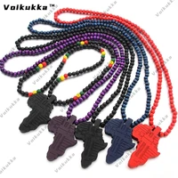 voikukka jewelry 2021 new product hot sale african map beads strand pendant wooden hiphop women man necklace for gifts