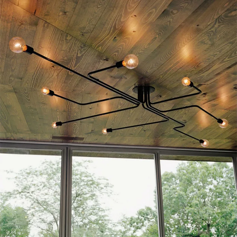 Multiple Rod Metal Sputnik Chandelier Vintage Iron Ceiling Lamp Edison Lamparas Home Fixture Kitchen Island Dining Room Lighting