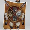 BlessLiving Wolves Dreamcatcher Fleece Blanket Wolf Reversible Sherpa Throw Blanket on the Bed Wild Animal Tribal 150x200 1