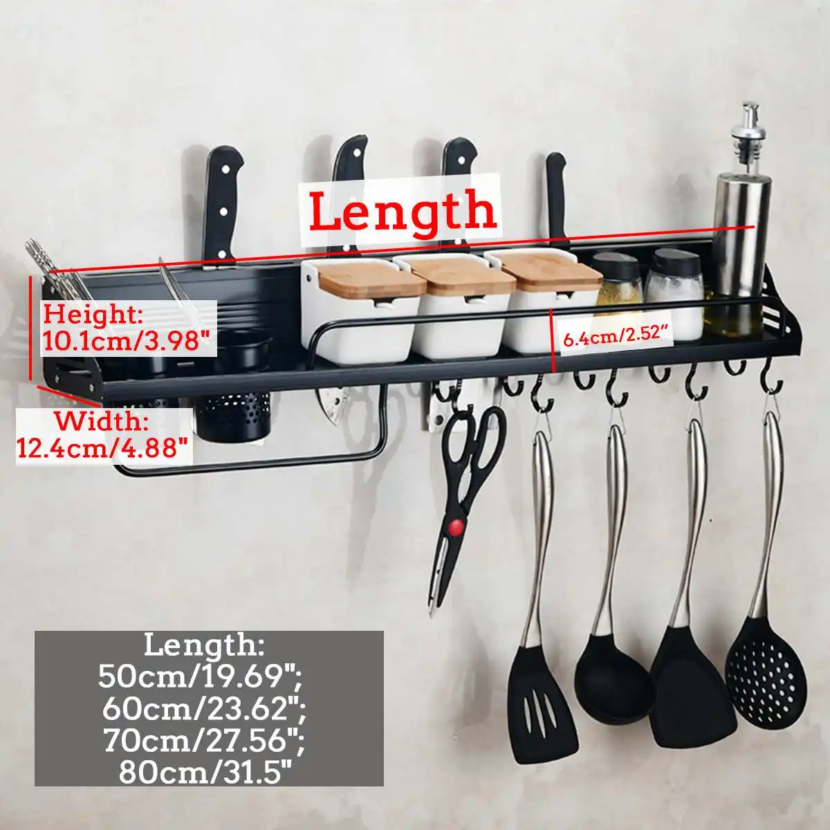 wall mount spice racks aluminum kitchen organizer storage shelves utensil spoon hanger hook kitchen gadgets accessories supplies free global shipping