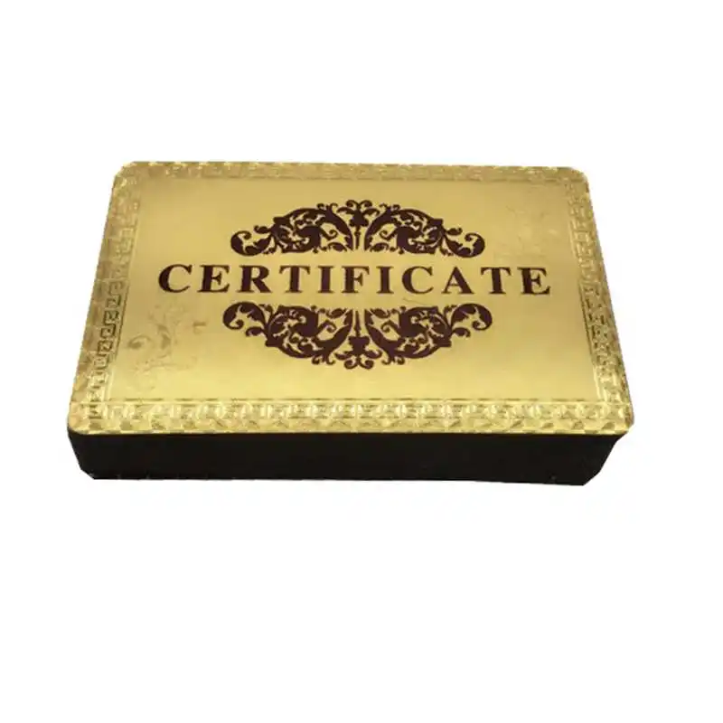 Отличные Сертификаты подлинности 50 шт./лот Золотая Сертификация 99.9% 24 карата для