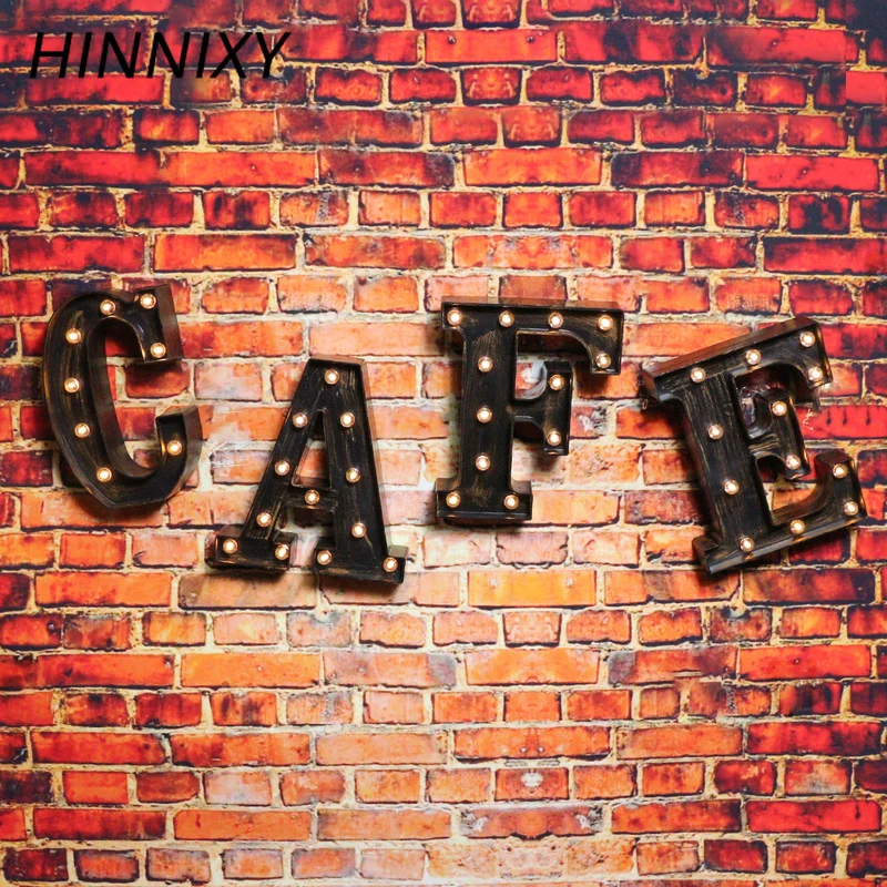 Hinnixy 26 букв светодиодный Ретро Железа ночной Светильник Алфавит Праздничная Свадебная вечеринка подарок ко Дню Святого Валентина, ручной стержень, для кафе, для украшения стены ночник лампа
