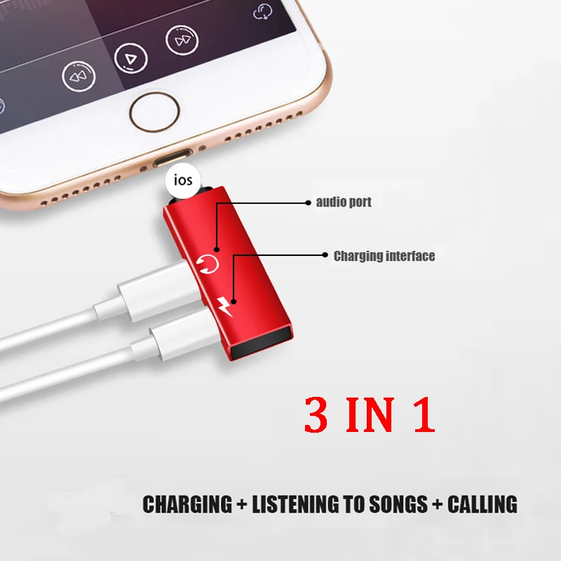 Новый мобильный телефон 2 в 1 адаптер двойной разъем для Lightning AUX аудио зарядки