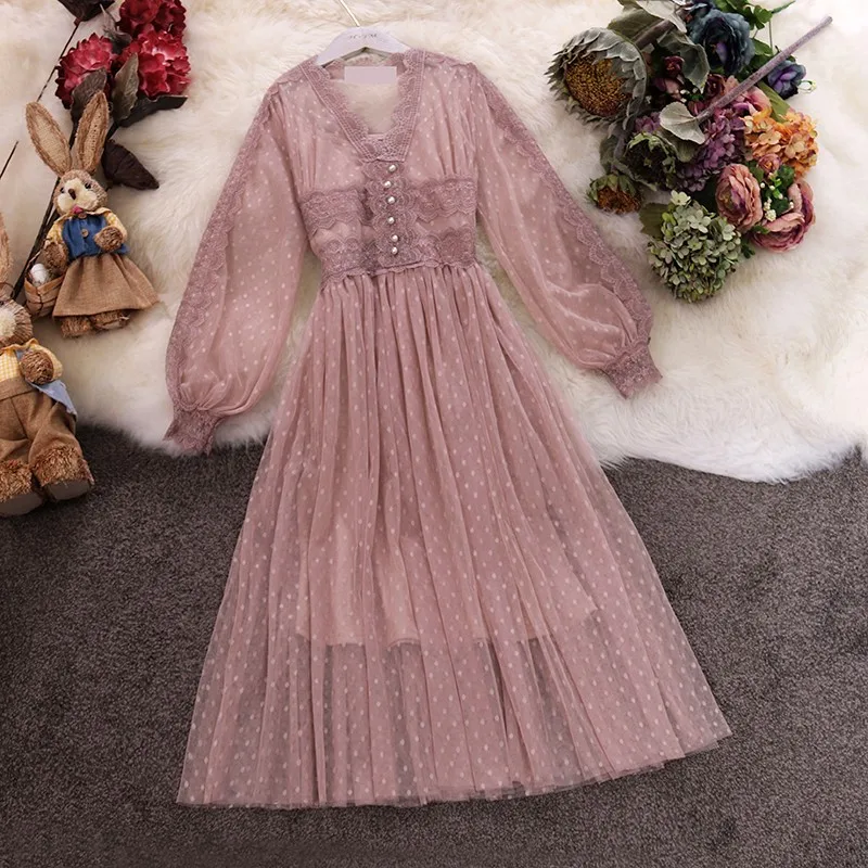 V-neck Puff Sleeve Mesh Midi children Girls Dress Plus Size Fairy Tulle Lace Teenager Elegant Long Vestidos 12-20Y | Детская одежда и