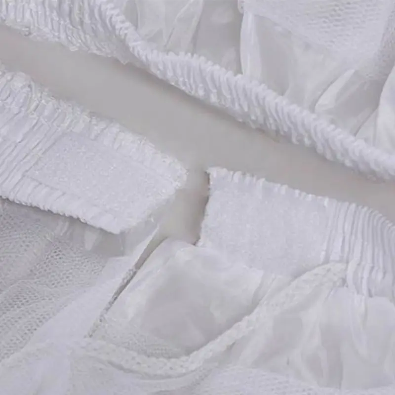

Women 4 Layer Elastic Drawstring Waist Underskirt Solid Color Short Petticoat Soft Tulle Mesh Puffy Tutu Skirt for Wedding Dress