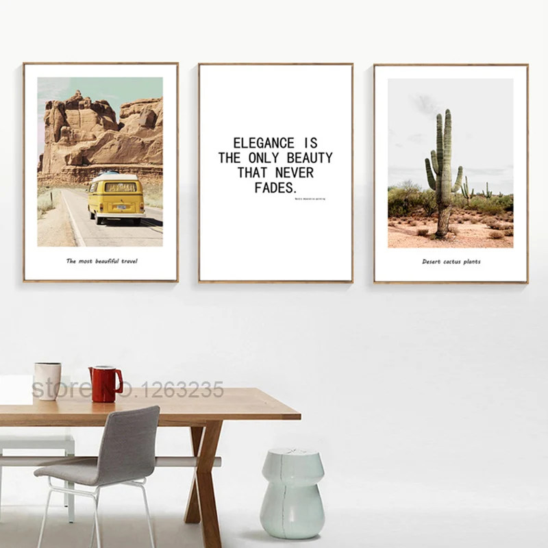 Кактус дорожные художественные принты скандинавский постер цитата Настенная