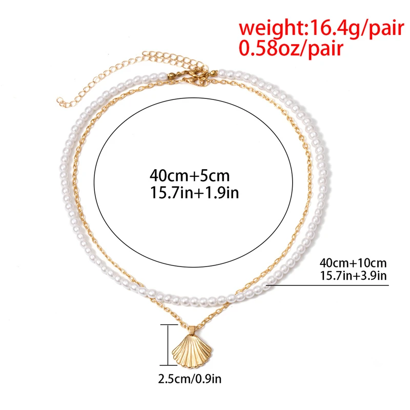 

Ailodo Bohemian Shell Necklace For Women Multilayer Pearl Chain Statement Necklace Summer Beach Fashion Jewelry Girls Gift