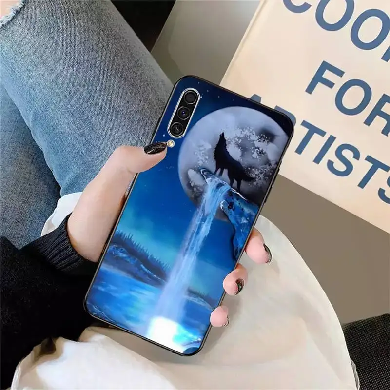 

Moon night roaring wolf cool animal Phone Case For Samsung galaxy S 9 10 20 A 10 21 30 31 40 50 51 71 s note 20 j 4 2018 plus