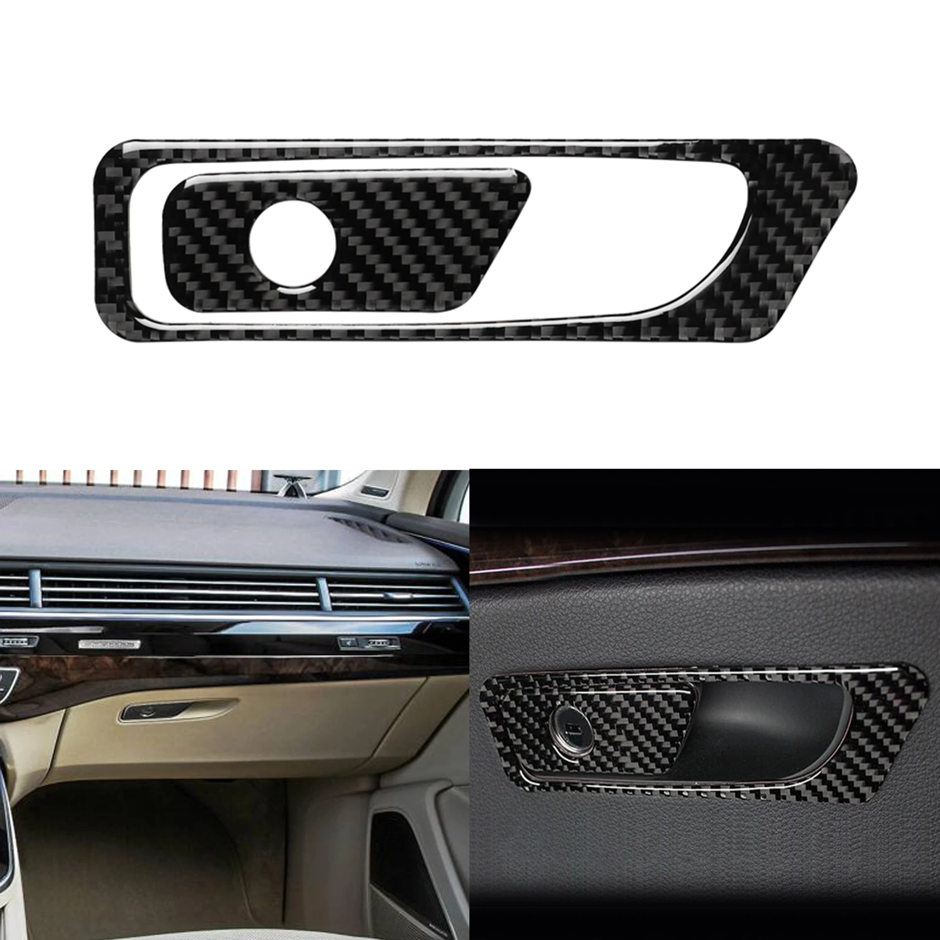 

For Audi Q7 SQ7 4M 2016-2019 Carbon Fiber Car Accessories Interior Sticker Co-pilot Glove Storage Box Handle Frame Trim Cover