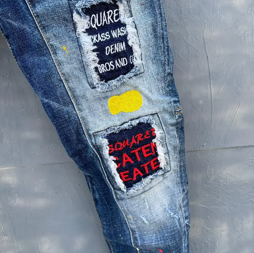 ripped jeans classic,Authentic DSQUARED2,Retro,Italian brand ,Women/Men Jeans,locomotive,Jogging jeans,Y136