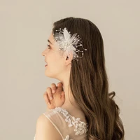 o566 feather yarn flower cubic retro wedding hairpin bling handmade bridal chinese hairclip pearl hairpins for hair