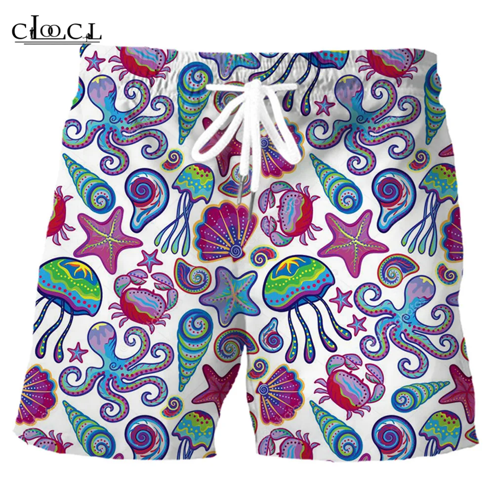 

CLOOCL Sea Turtle Printed Board Shorts Fashion Ocean Starfish Elastic Pocket Beach Shorts Mens Sports Pants Harajuku DIY Clothes