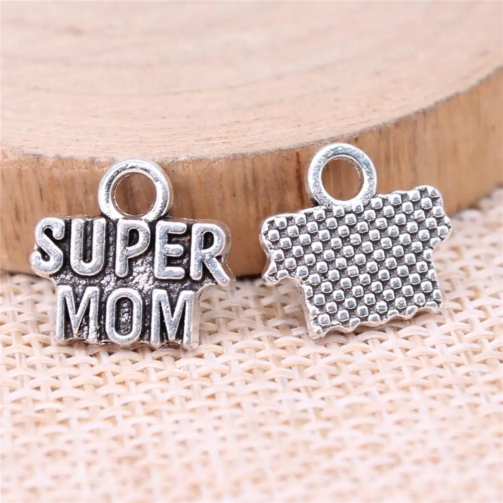 

Super Mom Charms For Jewelry Making Findings Handmade DIY Craft 20pcs Antique Silver Color 13x12mm