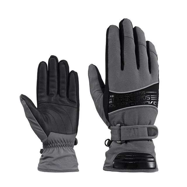 S132 Gray ROCKBROS Зимние флисовые теплые перчатки для езды на велосипеде-40 градусов ветрозащитные водонепроницаемые лыжные снегоходы велосипедные перчатки - Цвет: S132 Gray