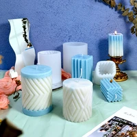 symmetrical geometric stripes candle silicone mold for handmade desktop decoration gypsum epoxy resin aromatherapy candle mould
