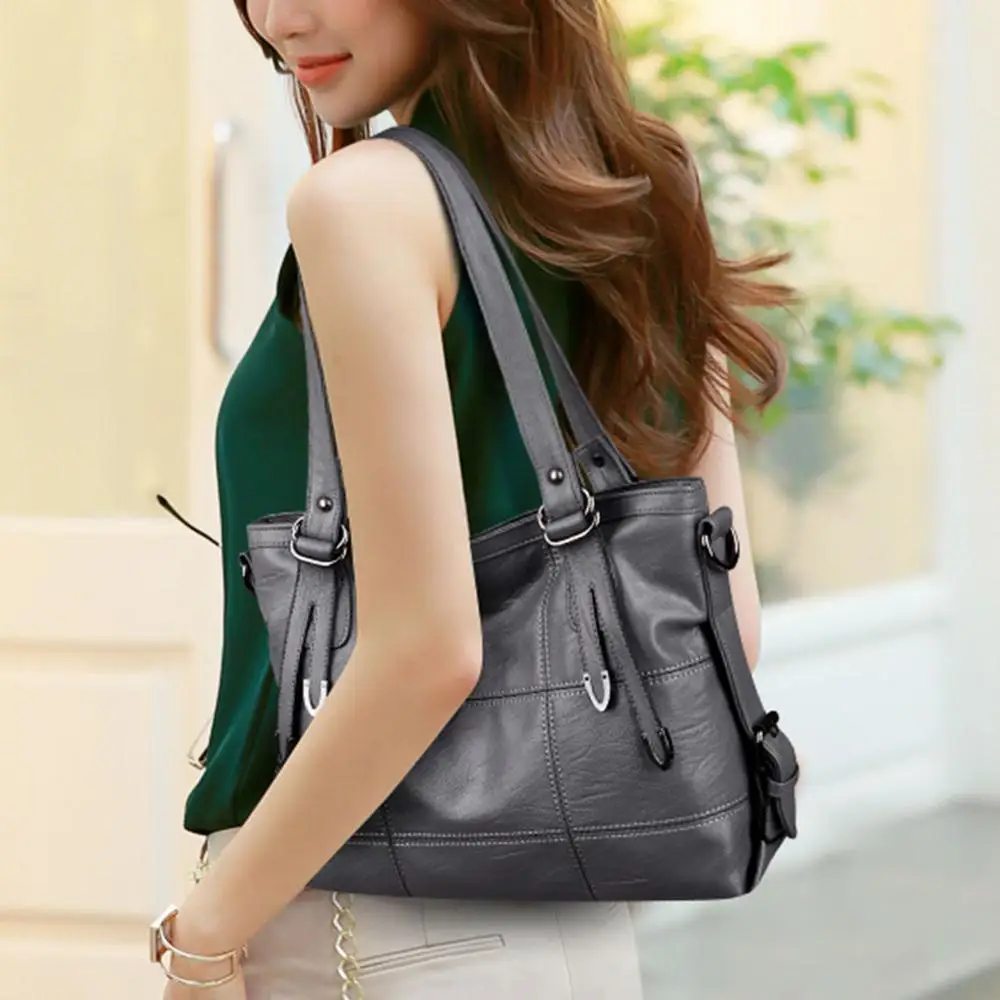 Женские ретро большие сумки модная сумка через плечо из искусственной кожи