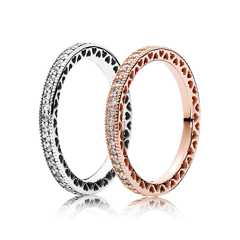 

Original 925 кольцо Silver Pan Ring Shiny Single Row With Crystal Cz Pan Ring For Women Wedding Party Fashion Jewelry