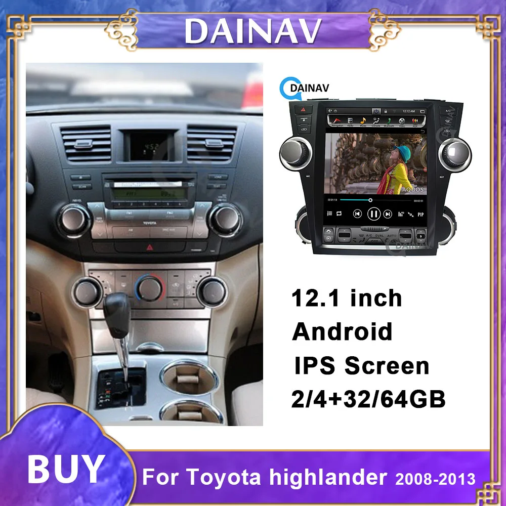 

12.1 inch Vertical Screen Car GPS Navigation for-TOYOTA highlander 2008-2013 Car Multimedia Player Auto Radio Tape Recorder