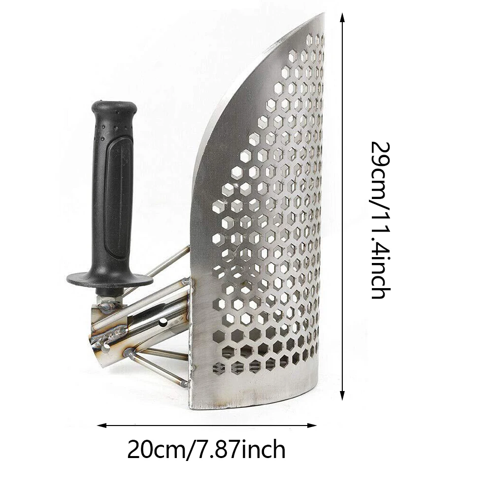

Sand Scoop Stainless Steel Digging Shovel Detecting Beach Tools with Handle for Fast Sifting Heavy Duty Sand Scoop 29x20 cm