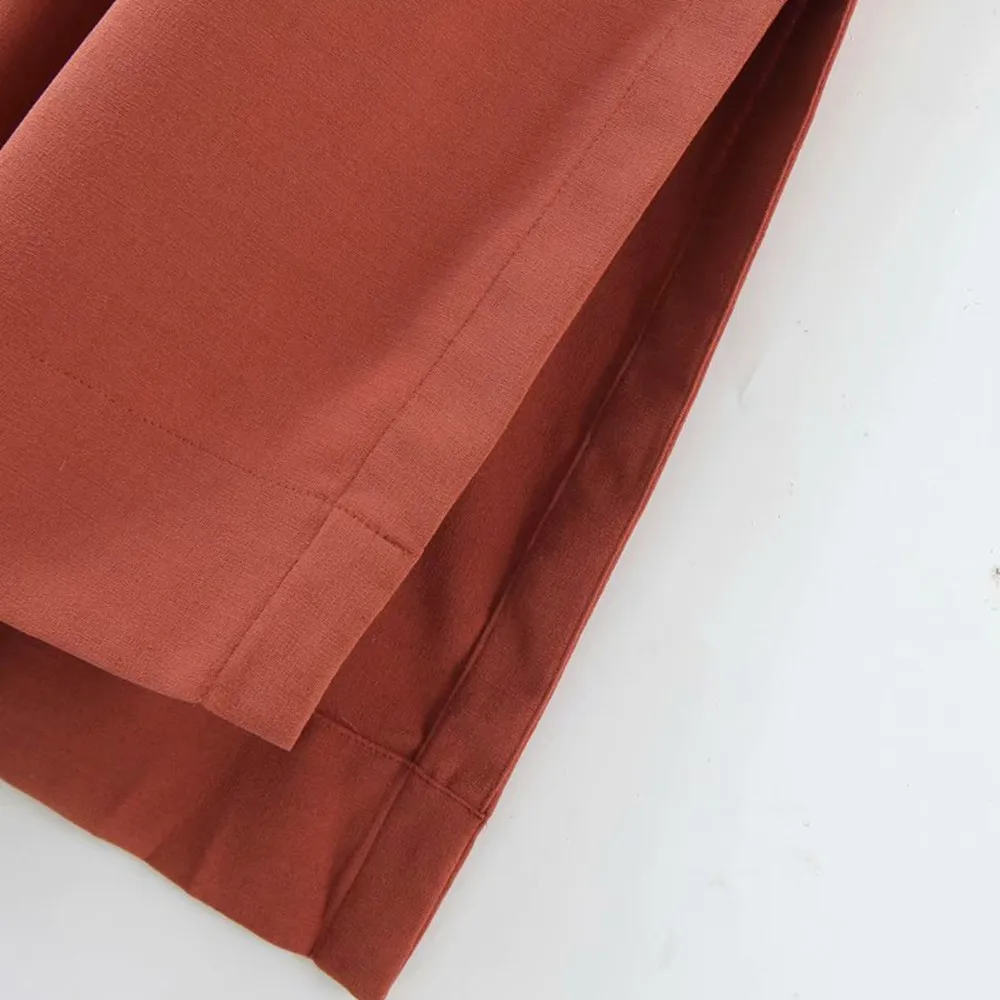 

2021 summer women's clothing new fashion solid color retro round neck all-match sleeveless split dress skirt