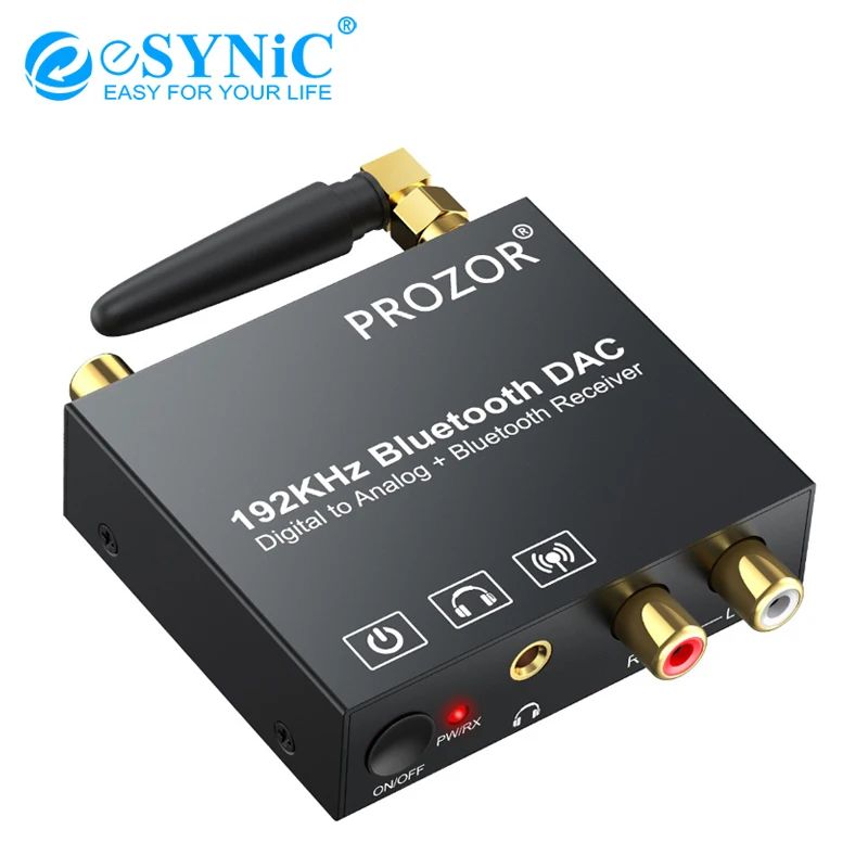 ESYNiC цифро-аналоговый аудио конвертер с Bluetooth 5 0 приемник RCA 3 мм адаптер Поддержка