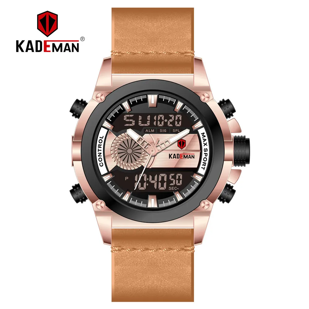 KADEMAN мужские часы спортивные цифровые люксовый Топ бренд двойной дисплей LCD