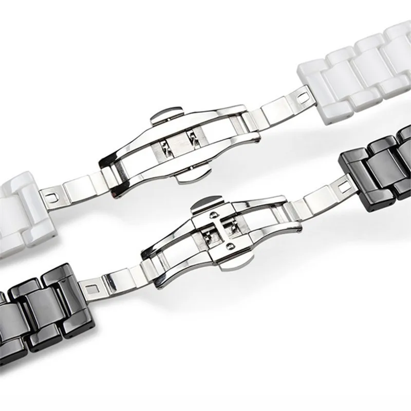 22mm/20mm Stainless Steel with Ceramic Bracelet Strap for Samsung Gear S3 Band for Galaxy Watch 46mm/42mm/Active 2 1 40mm 44mm