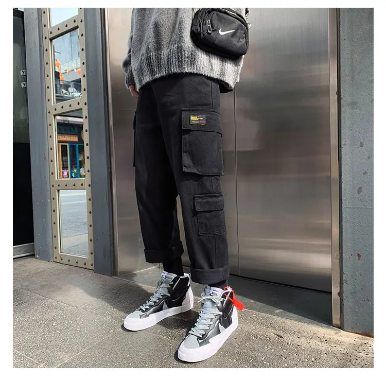 LAPPSTER Men Streetwear Cargo Pants Mens Overalls Hip Hop Joggers Thick Winter Sweatpants Male Harem Fashoins Track Pants