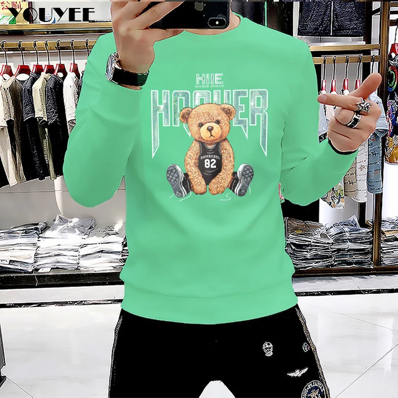 Мужские толстовки с капюшоном и принтом поп-медведя Удобный Повседневный