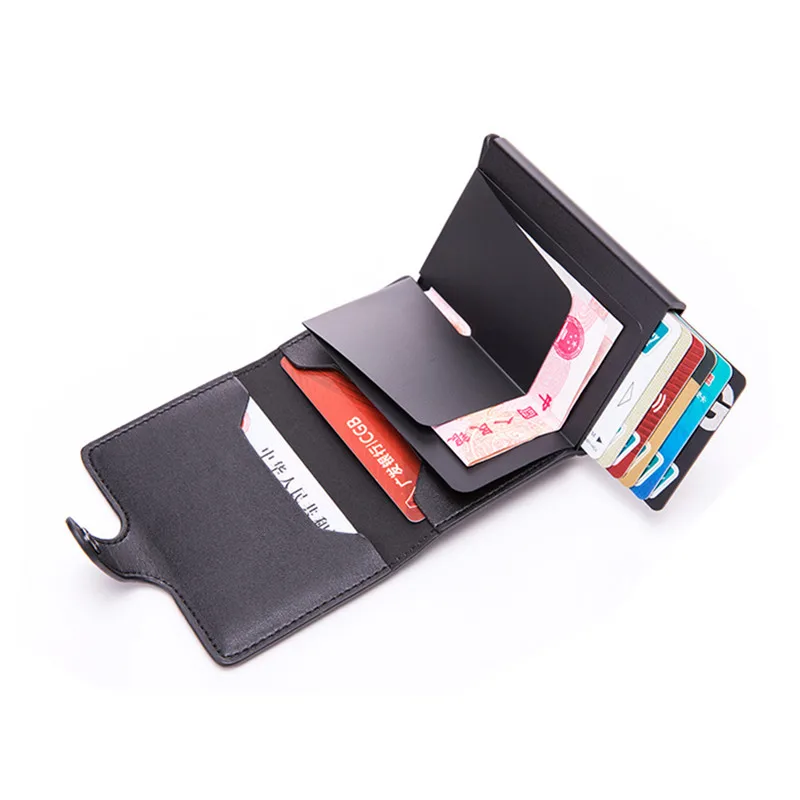 RFID смарт Кредитная карта кошелек для мужчин и женщин Кнопка портативный бумажник