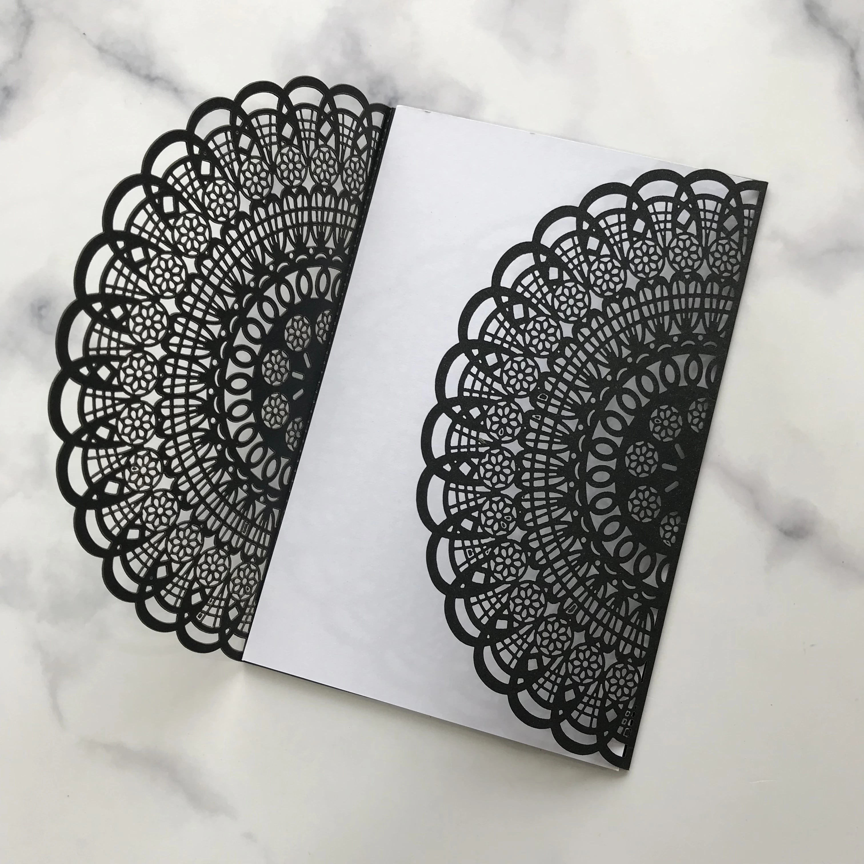 

30pcs/lot Pure Black Wedding Invitation Card Hollow Laser Cut Exquisite Birthday Party Business Invitation Crad Craft Paper