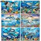 Алмазная живопись с квадратнымикруглыми стразами, мозаика из серии Стразы с морскими рыбами, украшение для вышивки крестиком, подарок TY54