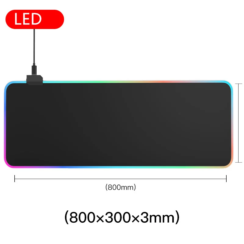 Игровой коврик для мыши RGB набор геймеров подсветка компьютерной 7 цветов большой