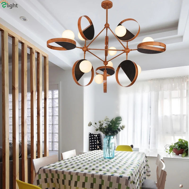 Современная Новинка деревянная светодиодная люстра освещение для гостиной