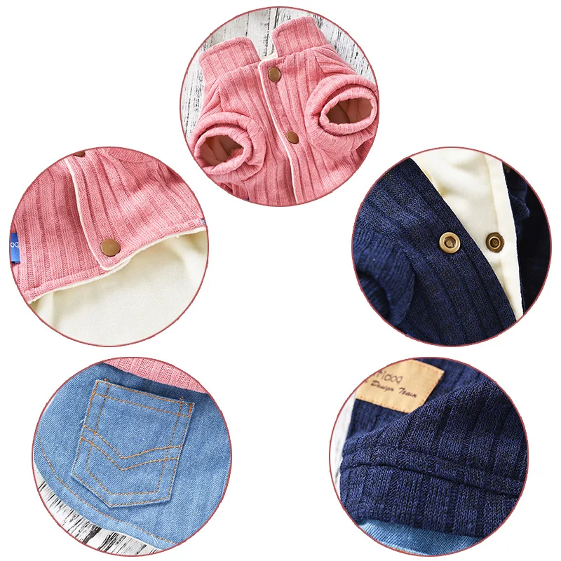 Собака Щенок платье одежда зимняя теплая кофта для детей из джинсовой ткани