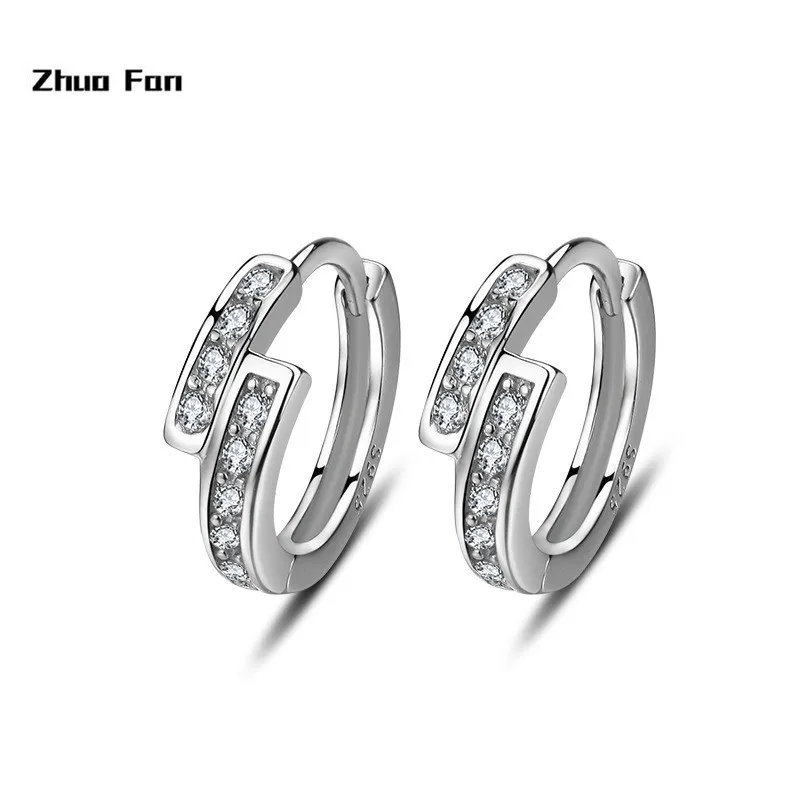 Серьги кольца с кристаллами серебристого цвета|Серьги-кольца| |