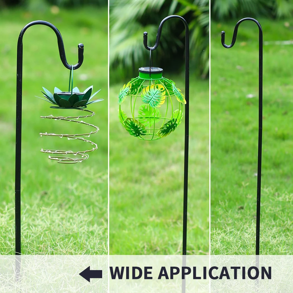 

2pcs Wedding Decor Shepherds Hook Adjustable Height 5 Prongs Metal Hanger Disassemble Bird Feeder Pole Stable Wind Resistant