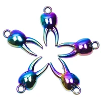 10pcs tooth alloy charms pendant accessories rainbow color for jewelry making earring necklace metal bulk wholesale