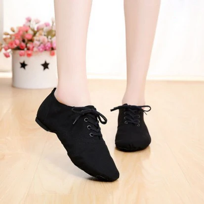Black Low Top Женская и Мужская танцевальная обувь на шнуровке; Танцевальная обувь для джаза; балетки; Мягкие Спортивные кроссовки; обувь для гимнастики и фитнеса для взрослых и детей - Цвет: Black Low Top